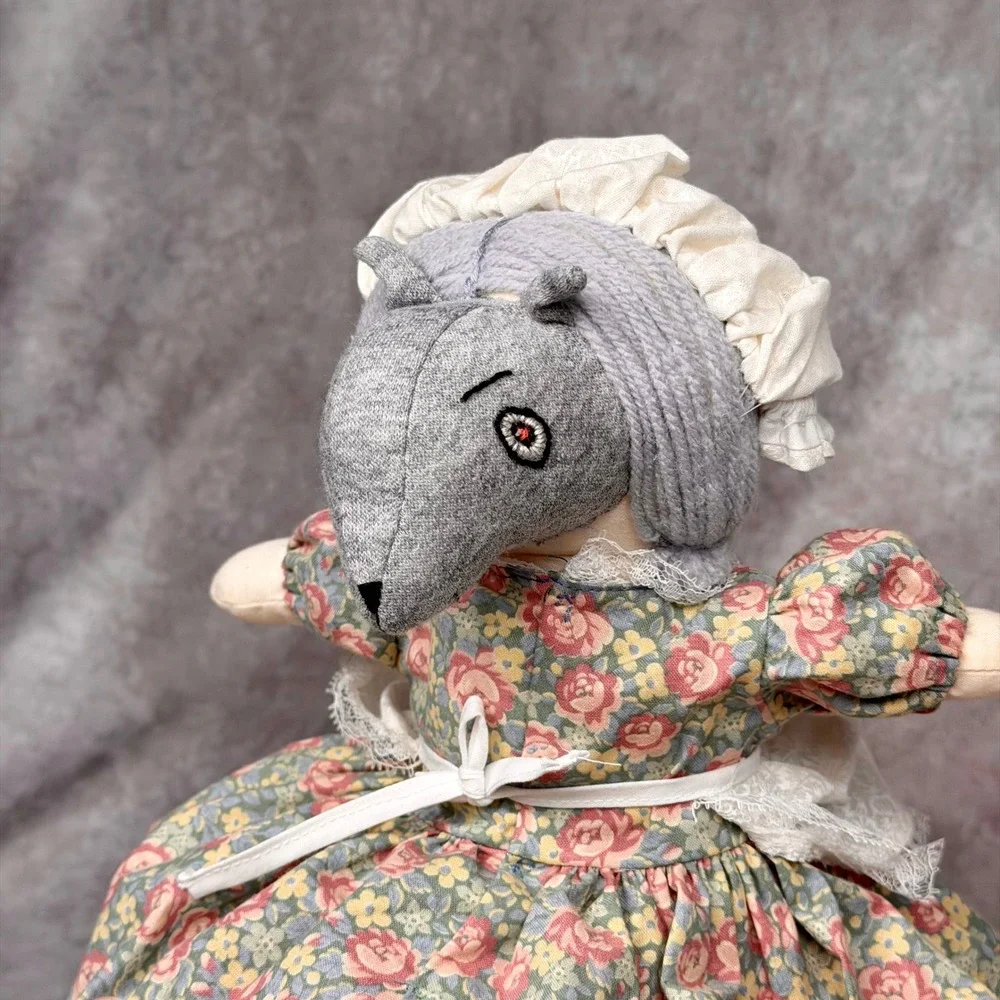 Vintage Topsy Turvy Reversible Doll Red Riding Hood Grandmother Wolf Handmade